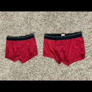 Two red medium Jockey trunks